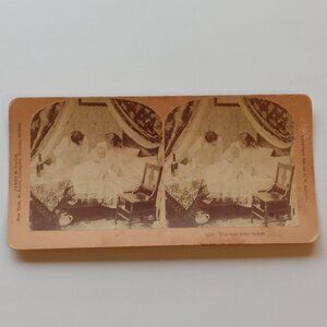 ANTIQUE Stereograph Card James M. Davis Victorian Baby Scene "You dear little...